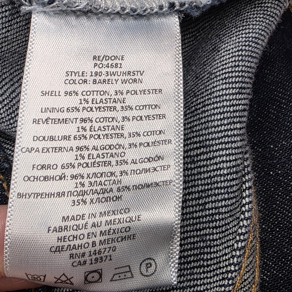 Re / Done Jeans 70s Ultra High Rise Stove Pipe Size 23 - Picture 4 of 12